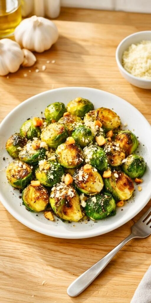 Garlic Parmesan Roasted Brussels Sprouts Recipe