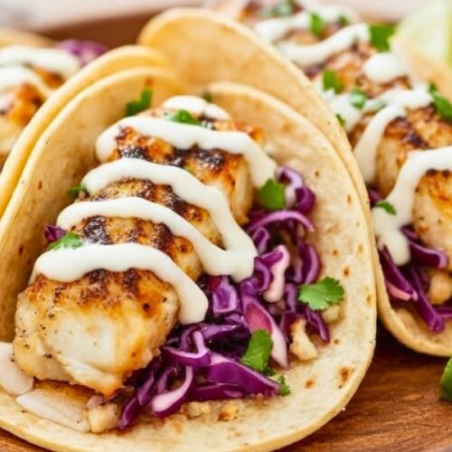 Grilled Fish Tacos Lime Crema Recipe