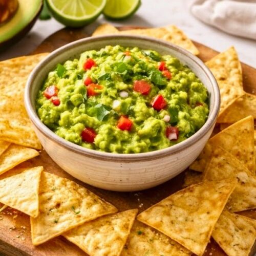 Homemade Guacamole Baked Tortilla Chips Recipe