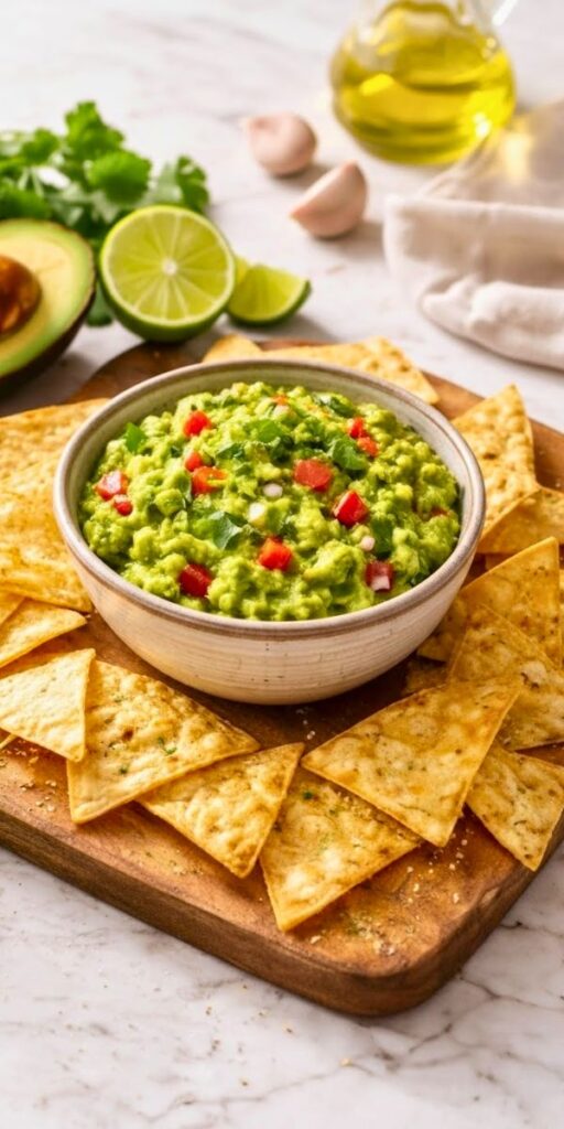 Homemade Guacamole Baked Tortilla Chips Recipe
