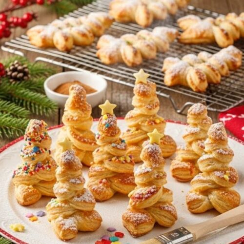 Mini Puff Pastry Christmas Trees for Holiday Parties