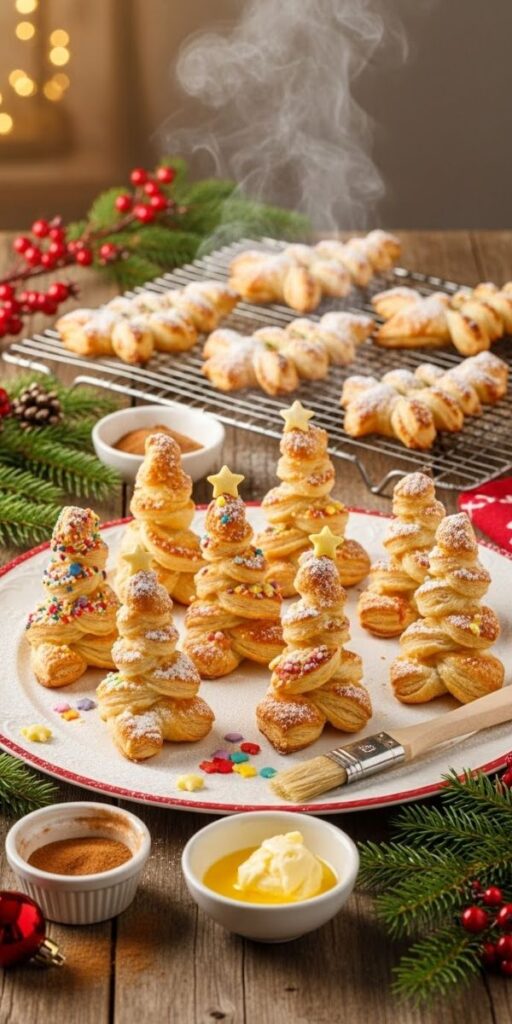 Mini Puff Pastry Christmas Trees for Holiday Parties