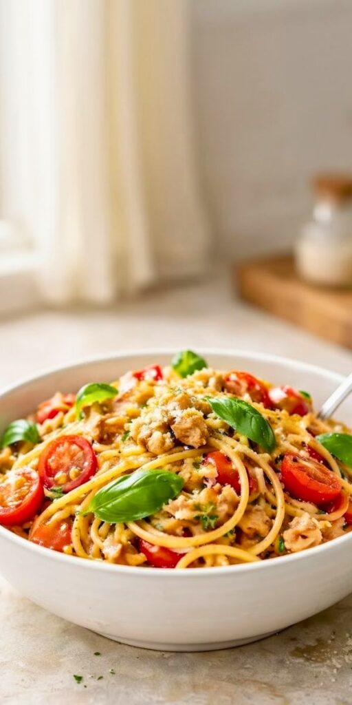 Tomato Basil Tuna Pasta Recipe