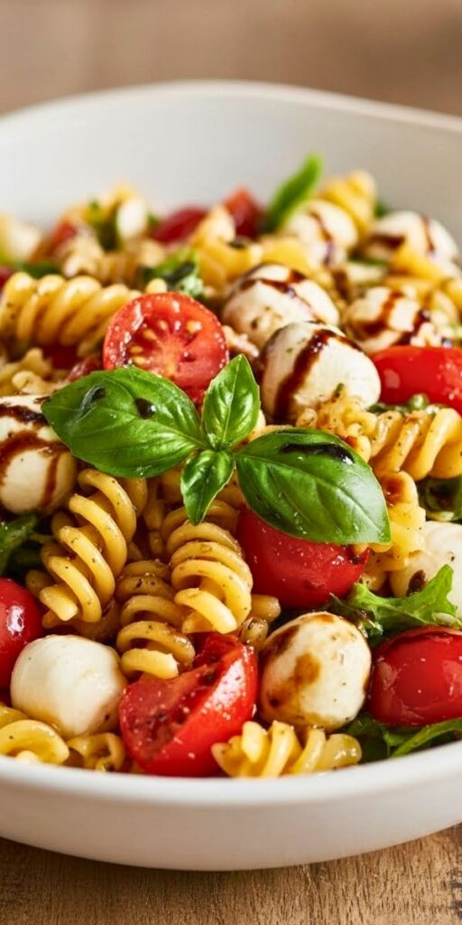 Caprese Pasta Salad Fresh Mozzarella Recipe