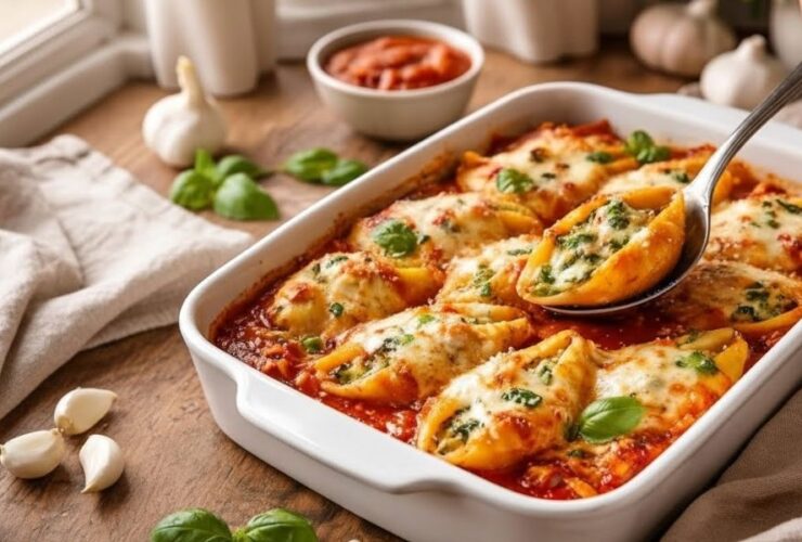 Cheesy Spinach Stuffed Shells Recipe