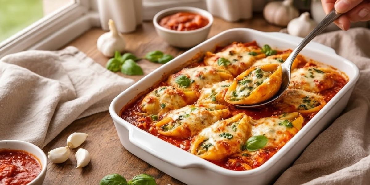 Cheesy Spinach Stuffed Shells Recipe