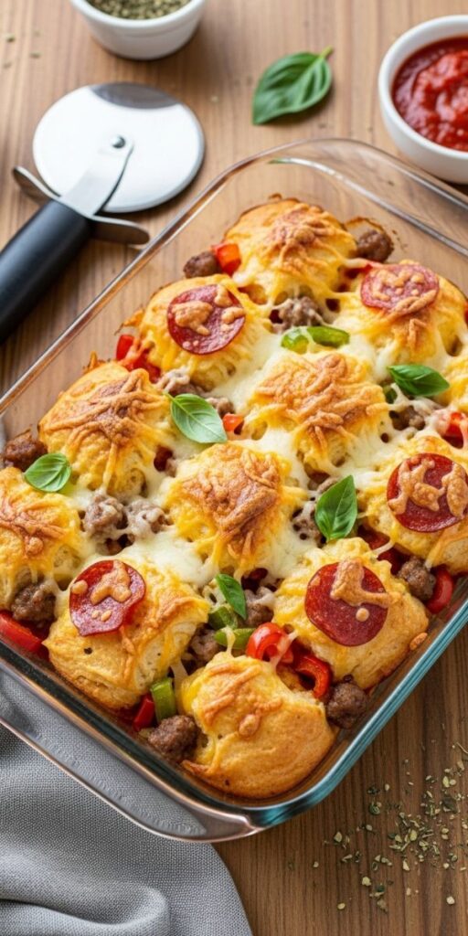 Chopped Biscuit Pizza Casserole Recipe