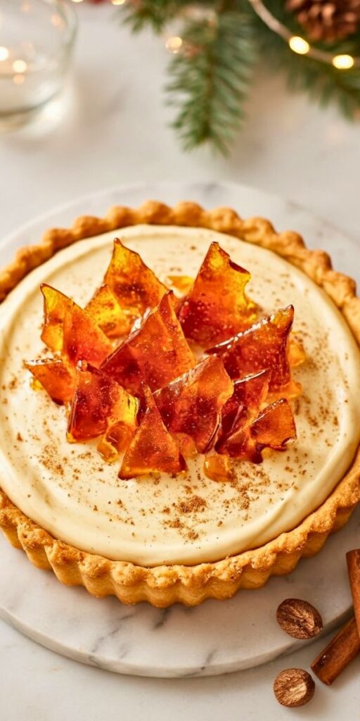 Eggnog Crème Tart with Caramel Shards Recipe