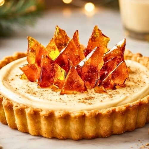 Eggnog Crème Tart with Caramel Shards Recipe