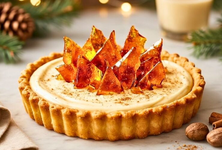 Eggnog Crème Tart with Caramel Shards Recipe