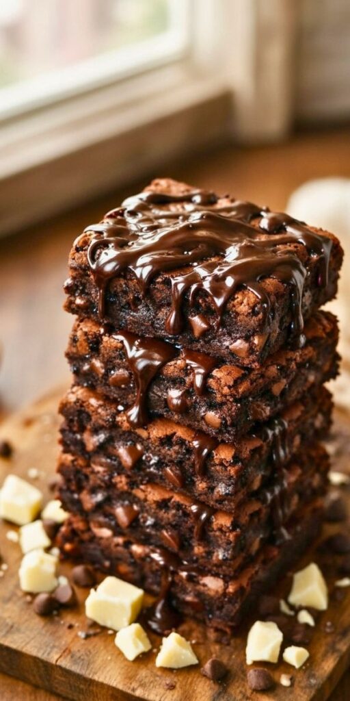 Fudgy Triple Chocolate Brownies Recipe