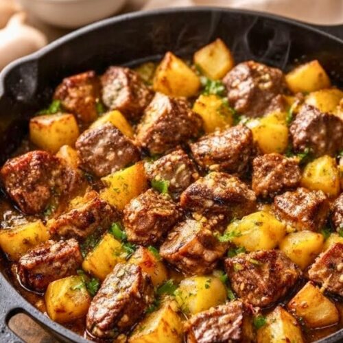 Garlic Butter Steak Bites Potatoes Recipe
