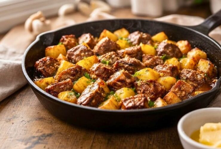 Garlic Butter Steak Bites Potatoes Recipe