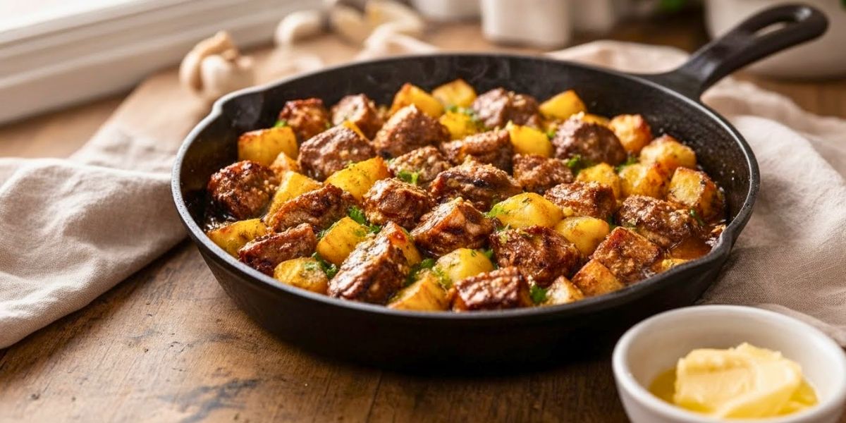Garlic Butter Steak Bites Potatoes Recipe