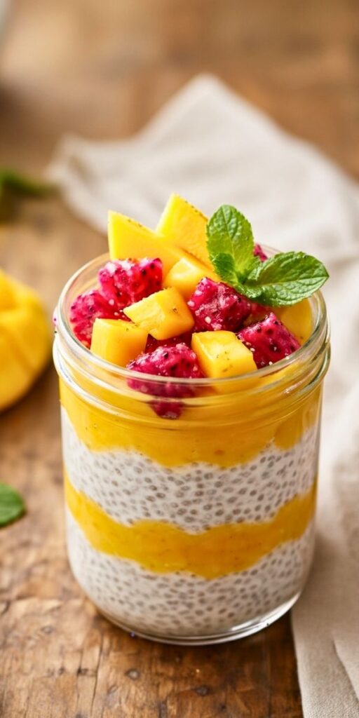 Mango & Dragon Fruit Chia Pudding Recipe