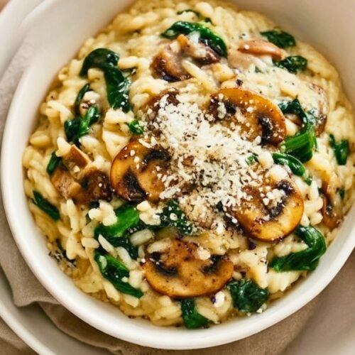 Mushroom Spinach Risotto Comfort Dish Recipe