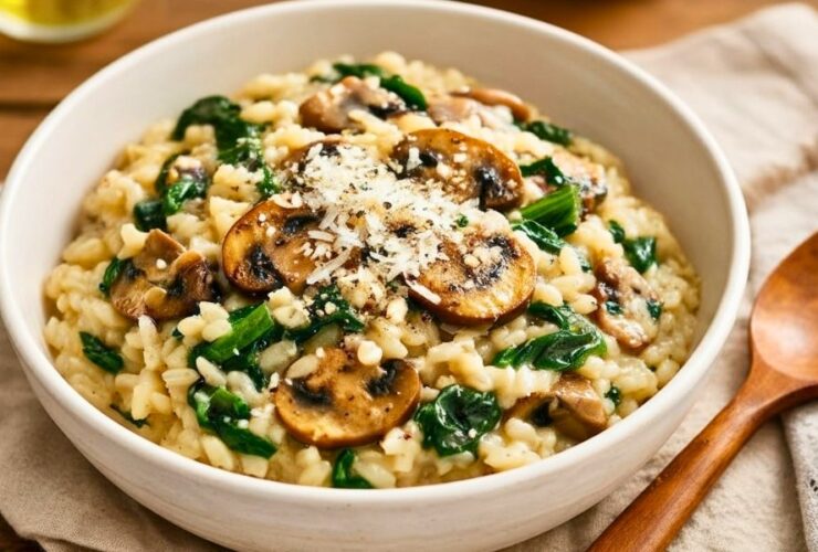 Mushroom Spinach Risotto Comfort Dish Recipe