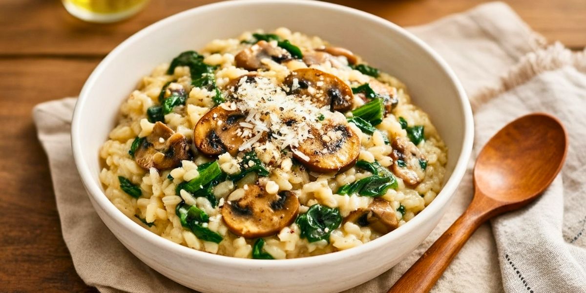 Mushroom Spinach Risotto Comfort Dish Recipe