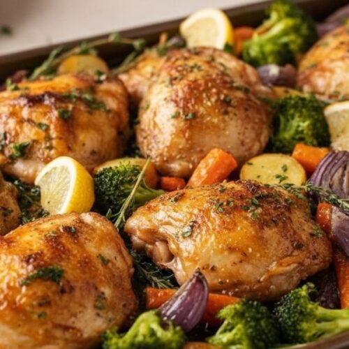 One Pan Lemon Herb Roast Chicken And Veggies Recipe