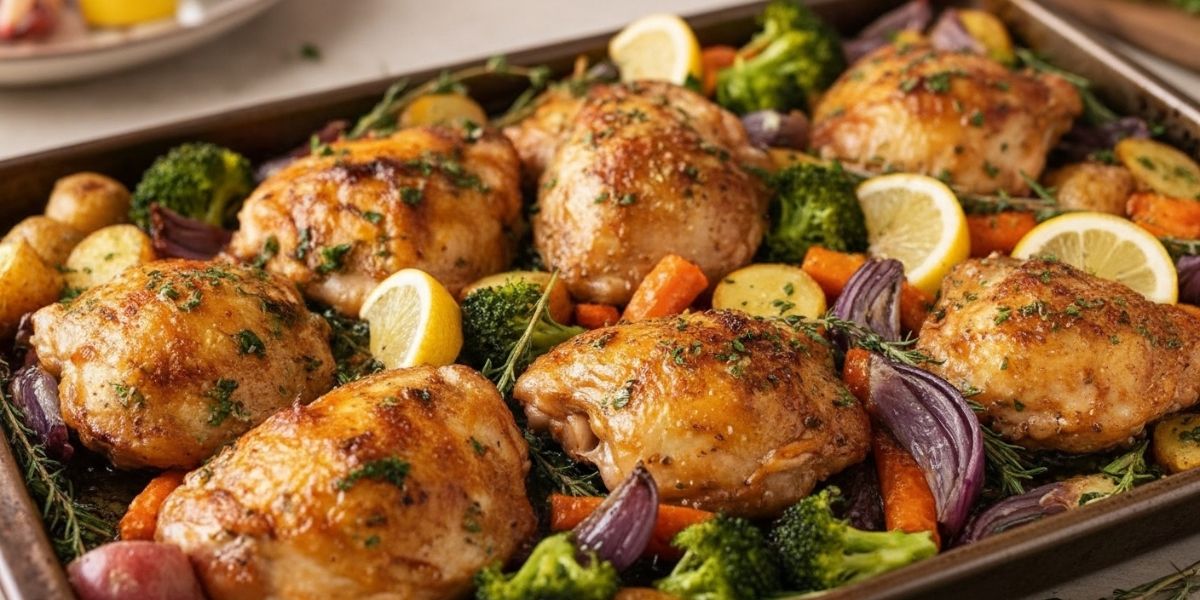 One Pan Lemon Herb Roast Chicken And Veggies Recipe