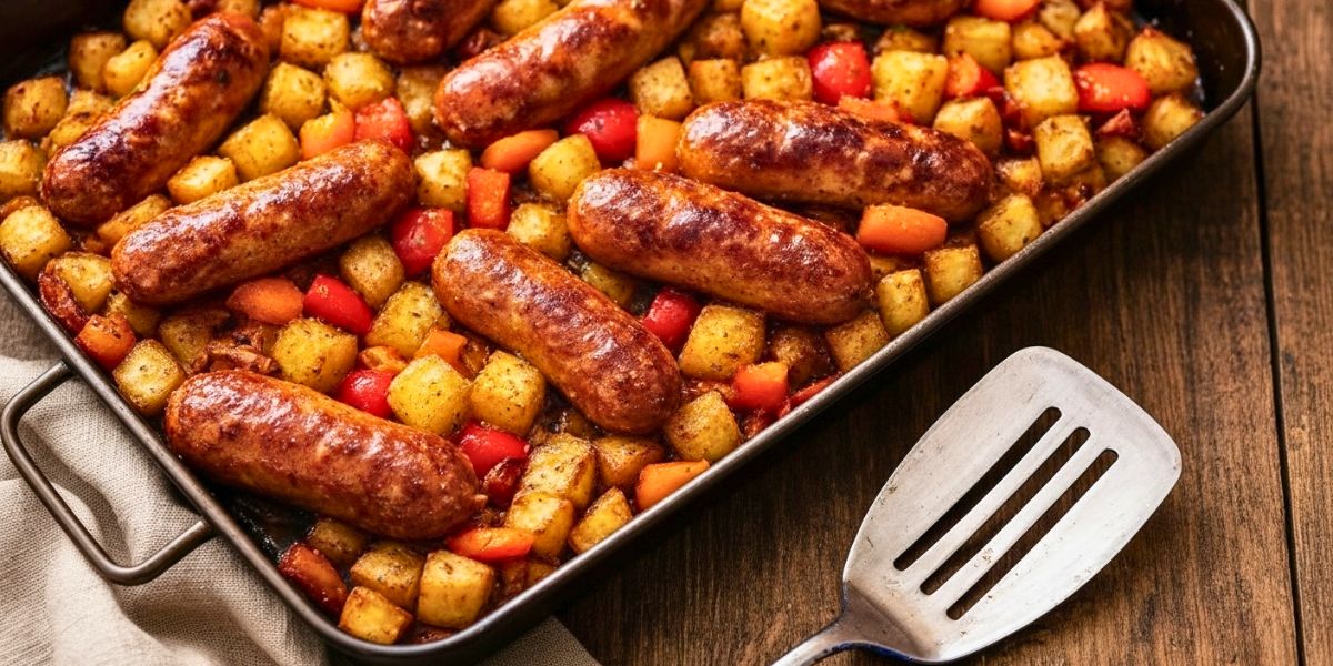 One-Pan Roasted Sausages with Peppers & Potatoes Recipe