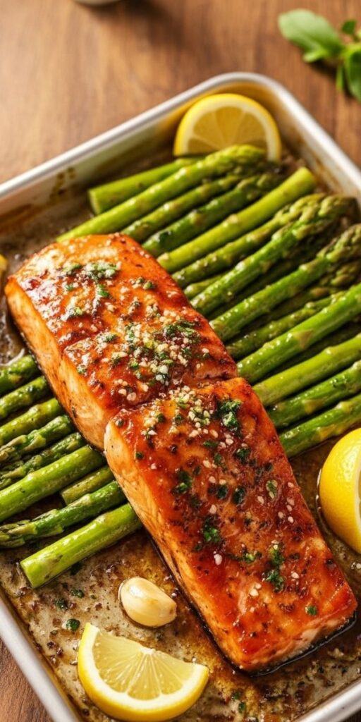 Sheet Pan Honey Garlic Salmon Asparagus Recipe
