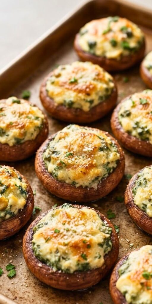 Spinach Artichoke Stuffed Mushrooms Recipe