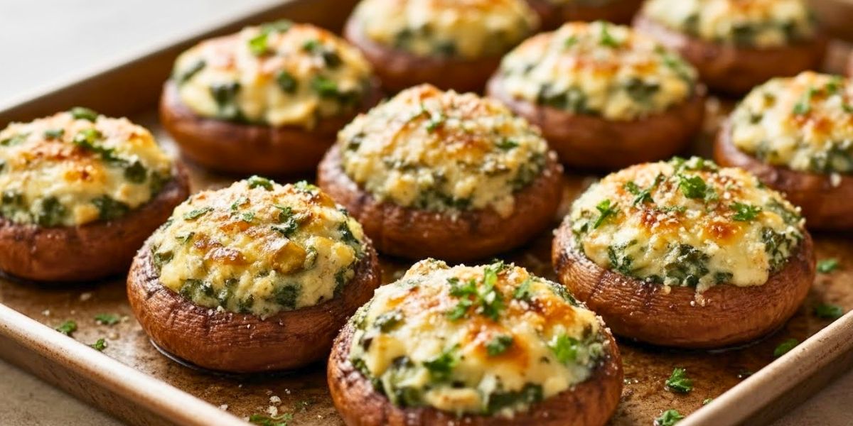 Spinach Artichoke Stuffed Mushrooms Recipe