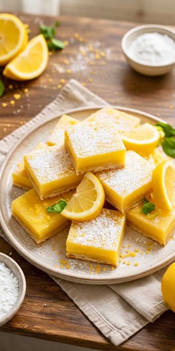 Tangy Lemon Bars Shortbread Crust Recipe