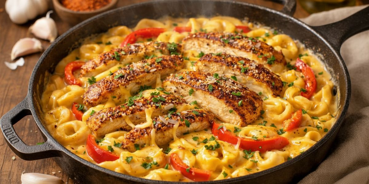 Cajun Chicken Tortellini in Velveeta Garlic Cheese Sauce Recipe