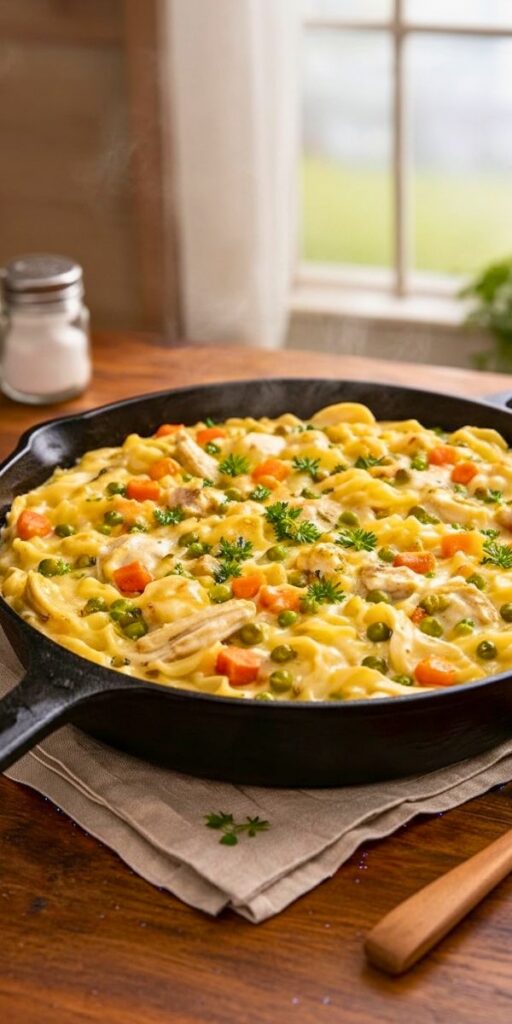 Chicken Pot Pie Noodle Skillet Recipe