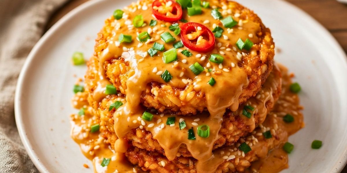 Crispy Rice Cakes with Spicy Peanut Sauce Recipe