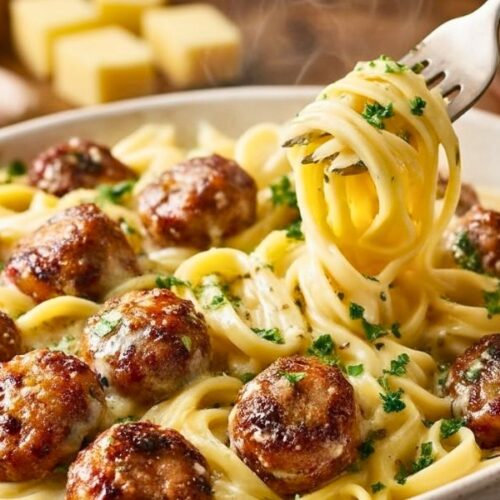 Garlic Butter Sausage Bites Creamy Parmesan Pasta Recipe