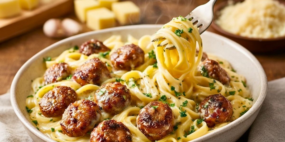 Garlic Butter Sausage Bites Creamy Parmesan Pasta Recipe
