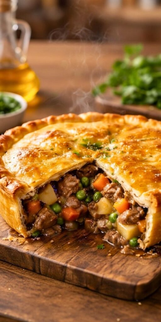 Hearty Beef & Veggie Meat Pie with Flaky Crust Recipe