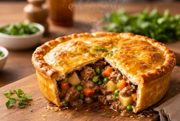 Hearty Beef & Veggie Meat Pie with Flaky Crust Recipe
