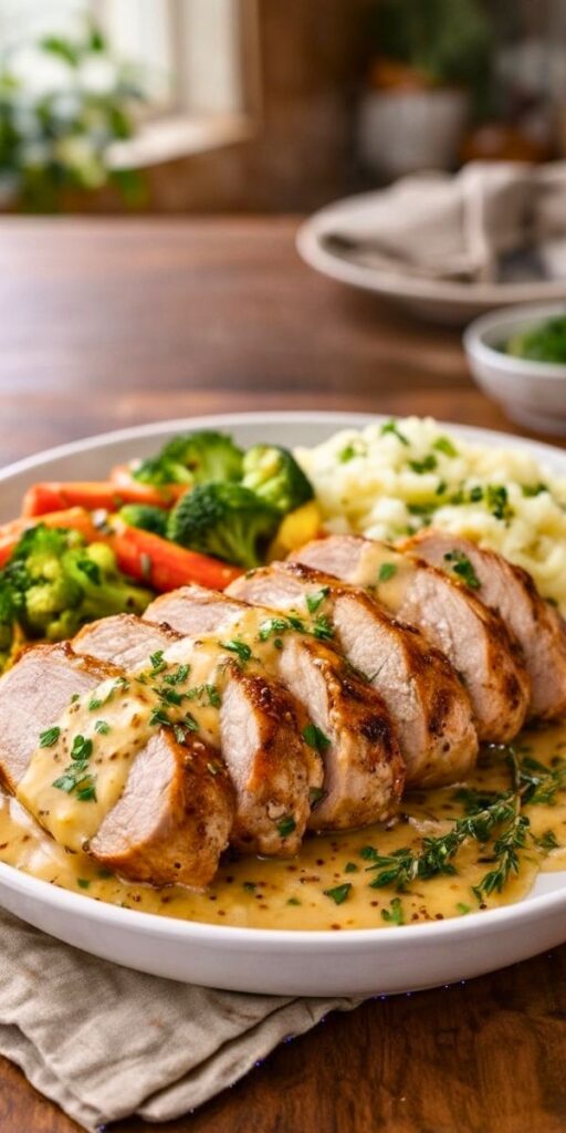 Irresistibly Juicy Pork Tenderloin with Dijon Cream Sauce