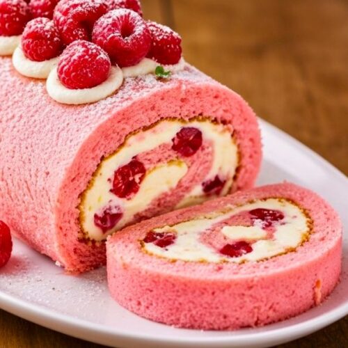 Luxurious Pink Raspberry Cheesecake Roll Cake Recipe