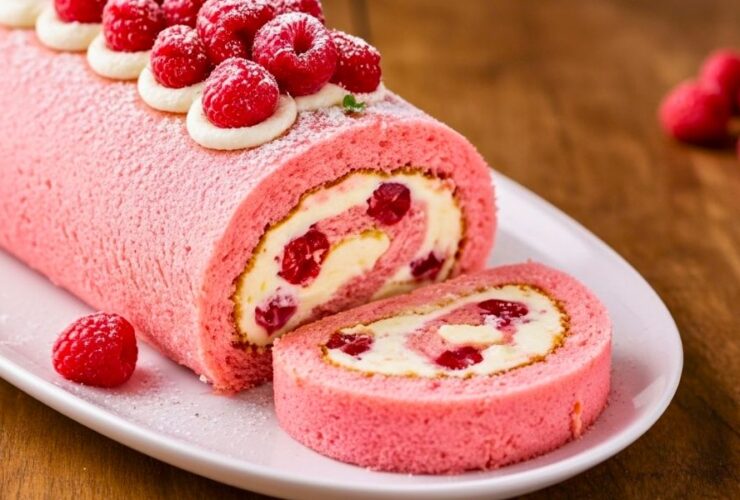 Luxurious Pink Raspberry Cheesecake Roll Cake Recipe