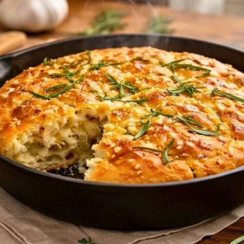 Rustic Garlic Rosemary Skillet Bread Recipe