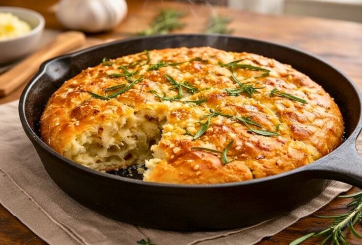 Rustic Garlic Rosemary Skillet Bread Recipe
