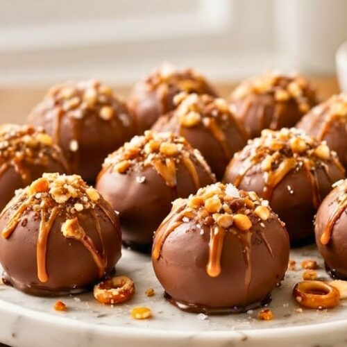 Salted Caramel Pretzel Cheesecake Balls Recipe