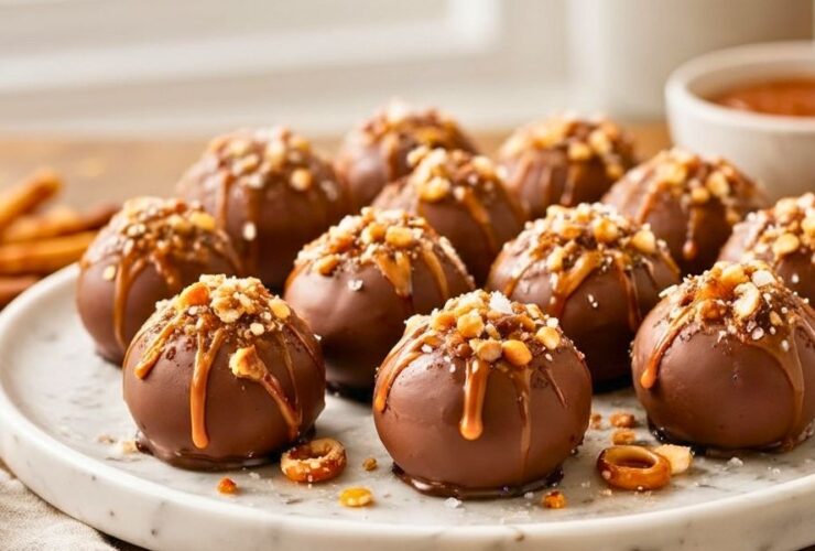 Salted Caramel Pretzel Cheesecake Balls Recipe