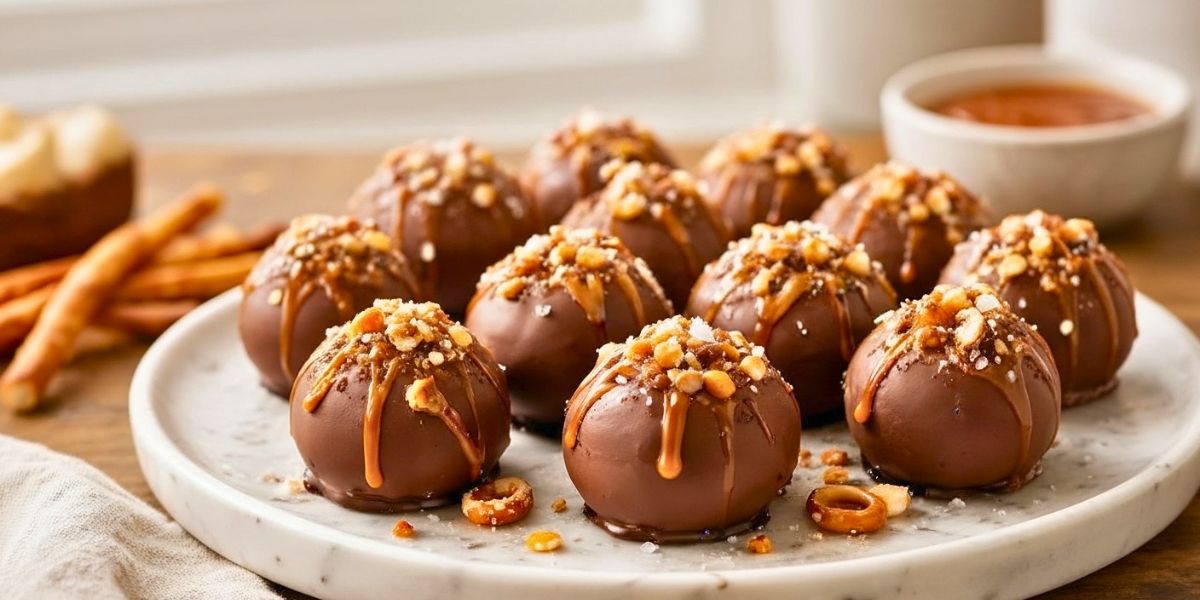Salted Caramel Pretzel Cheesecake Balls Recipe