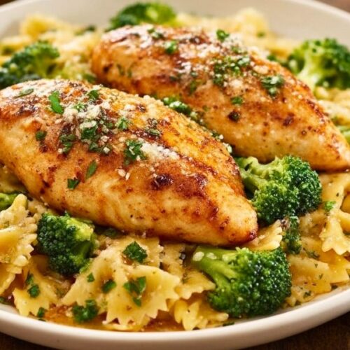 Savory Cowboy Butter Lemon Bowtie Chicken with Broccoli Delight Recipe