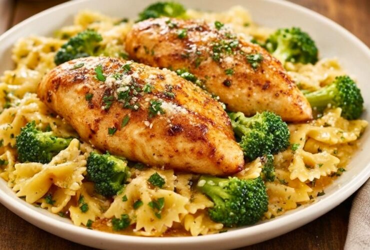 Savory Cowboy Butter Lemon Bowtie Chicken with Broccoli Delight Recipe
