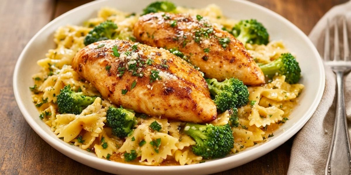 Savory Cowboy Butter Lemon Bowtie Chicken with Broccoli Delight Recipe