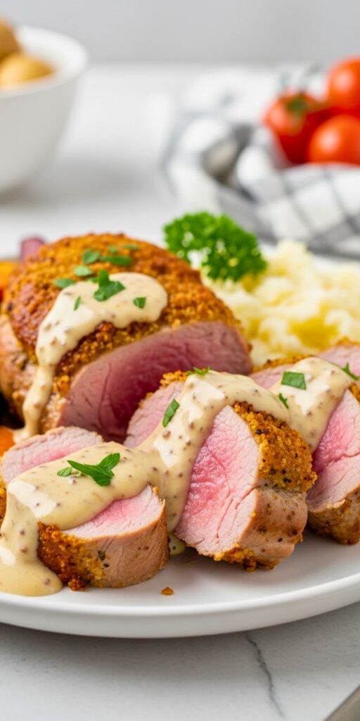 Savory Oven-Baked Pork Tenderloin with Dijon Cream Sauce