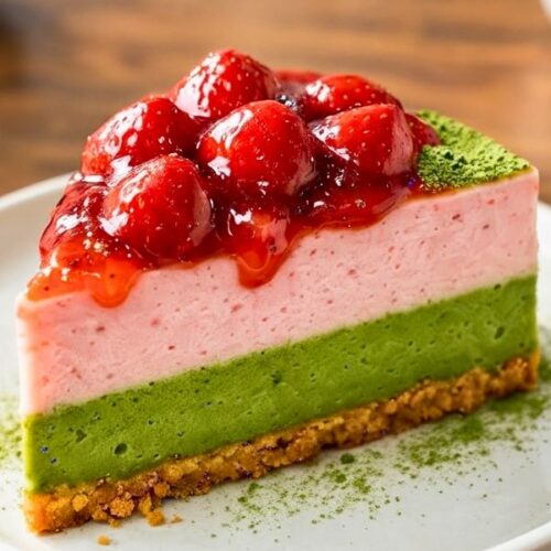 Strawberry Matcha Cheesecake Recipe