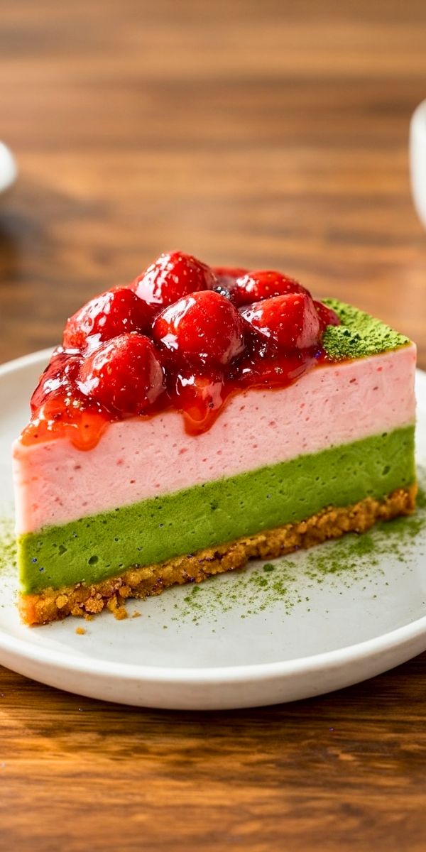 Strawberry Matcha Cheesecake Recipe